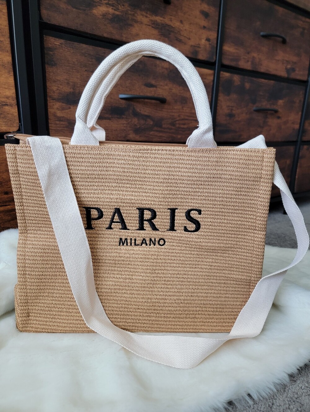 Stylish Vegan Leather Woven Bag Top-handle Shoulder Crossbody Tote Bag